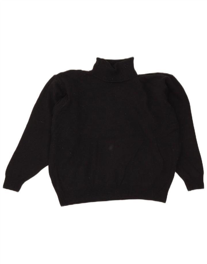 Marks & Spencer Womens Crop Roll Neck Jumper Sweater UK 14 Large Black Wool
