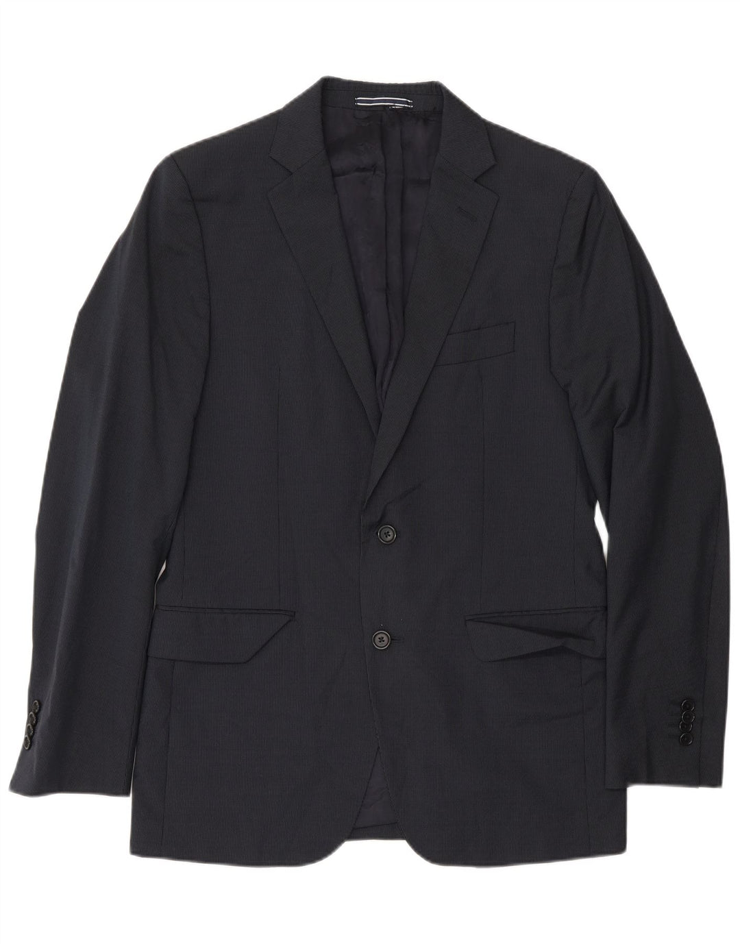 Jaqueta Blazer Masculina Massimo Dutti com 2 Botões EU 48 Médio Azul Marinho Riscas de Giz