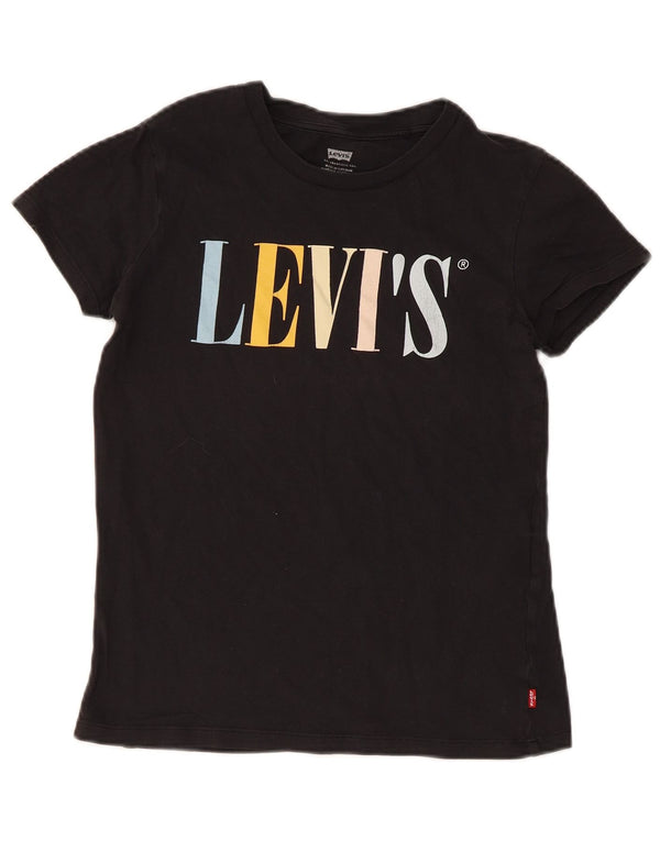 Levi's T-Shirt Graphique Femme UK 2 2XS Noir Coton