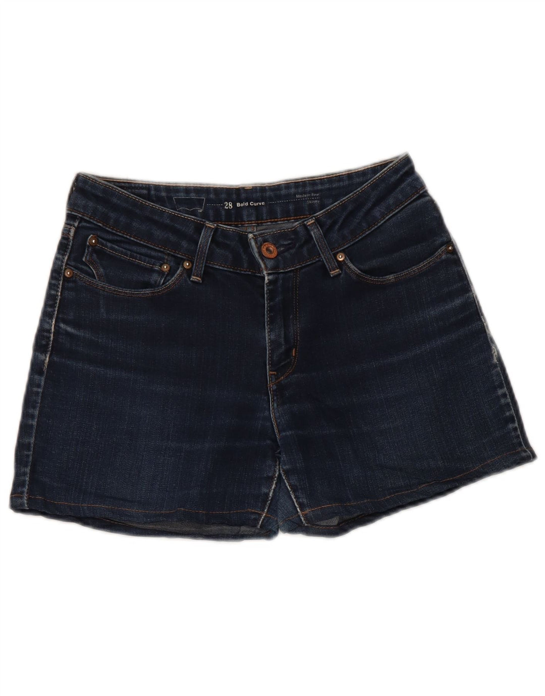 Levi's Womens Bold Curve Denim Shorts W28 Medium Navy Blue Cotton