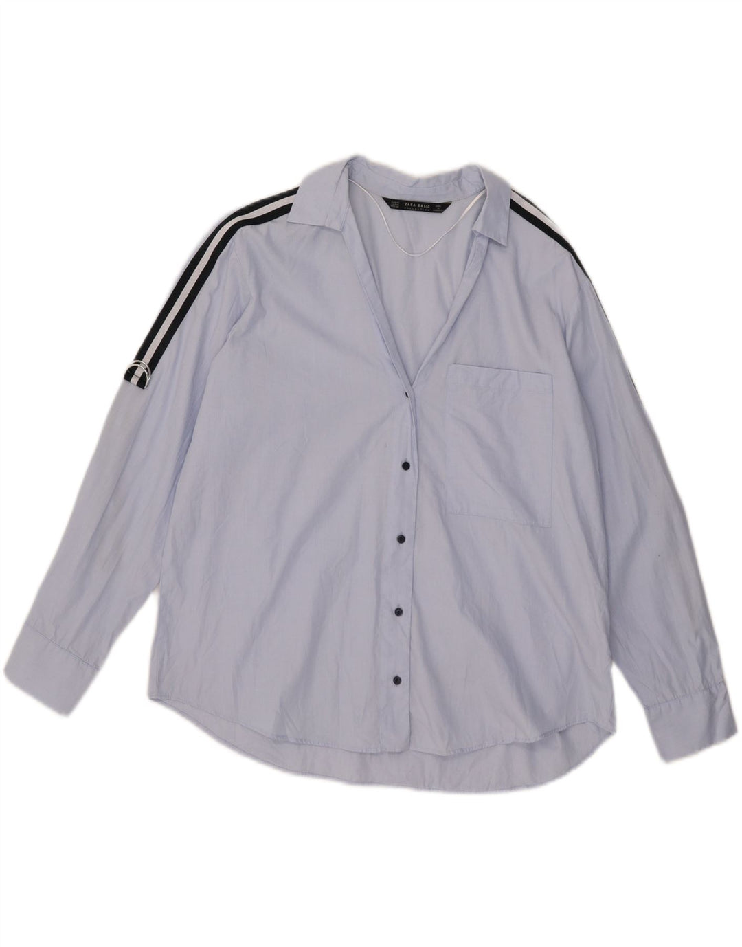 Zara Womens Oversized Shirt UK 6 XS Blue Cotton