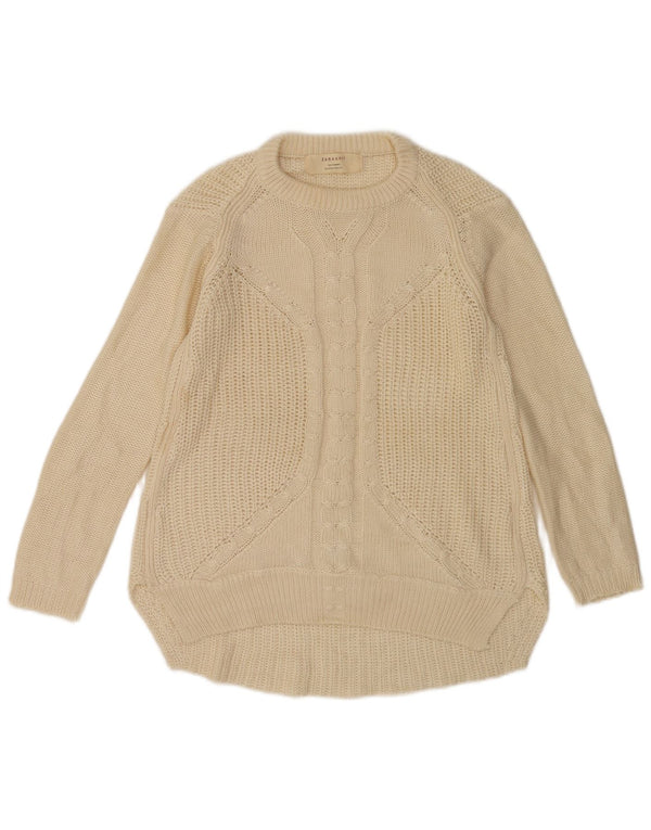 Zara Dame Boat Neck Jumper Sweater UK 10 Small Off White