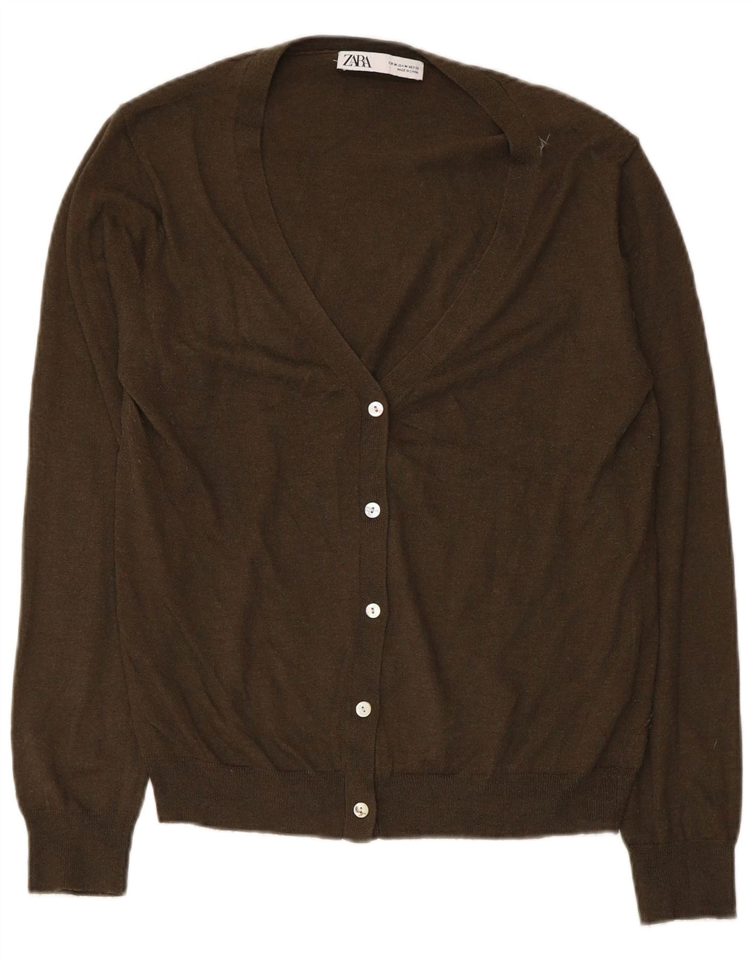 Zara Cardigan Femme Pull UK 12 Kaki Moyen