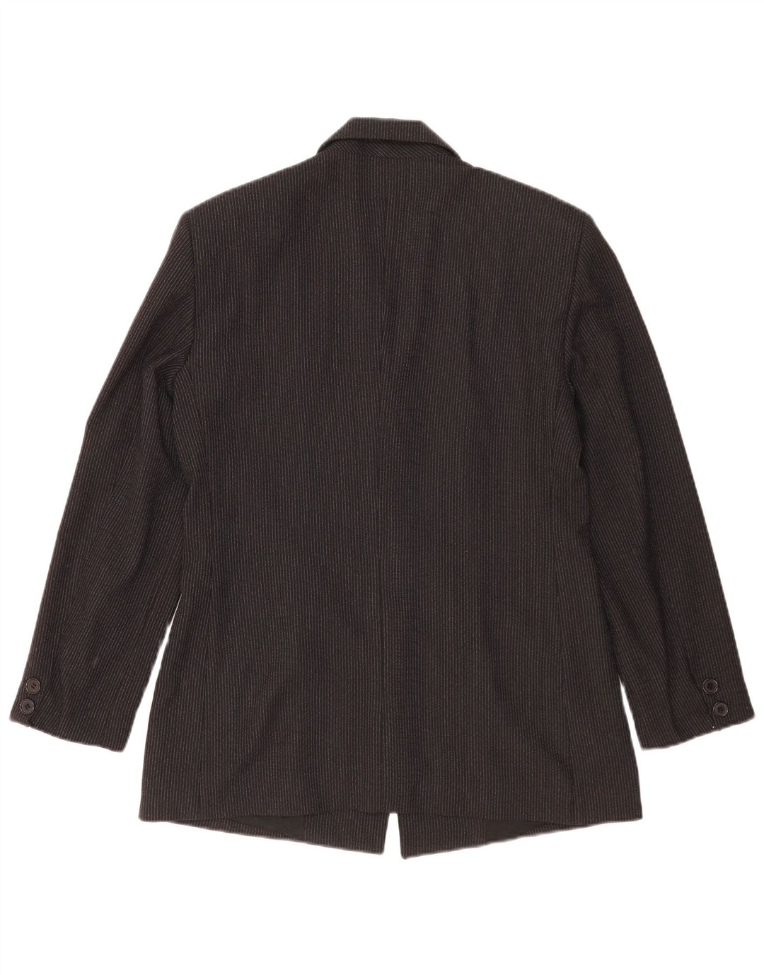 Benetton Womens 3 Button Blazer Jacket IT 46 Large Black Pinstripe