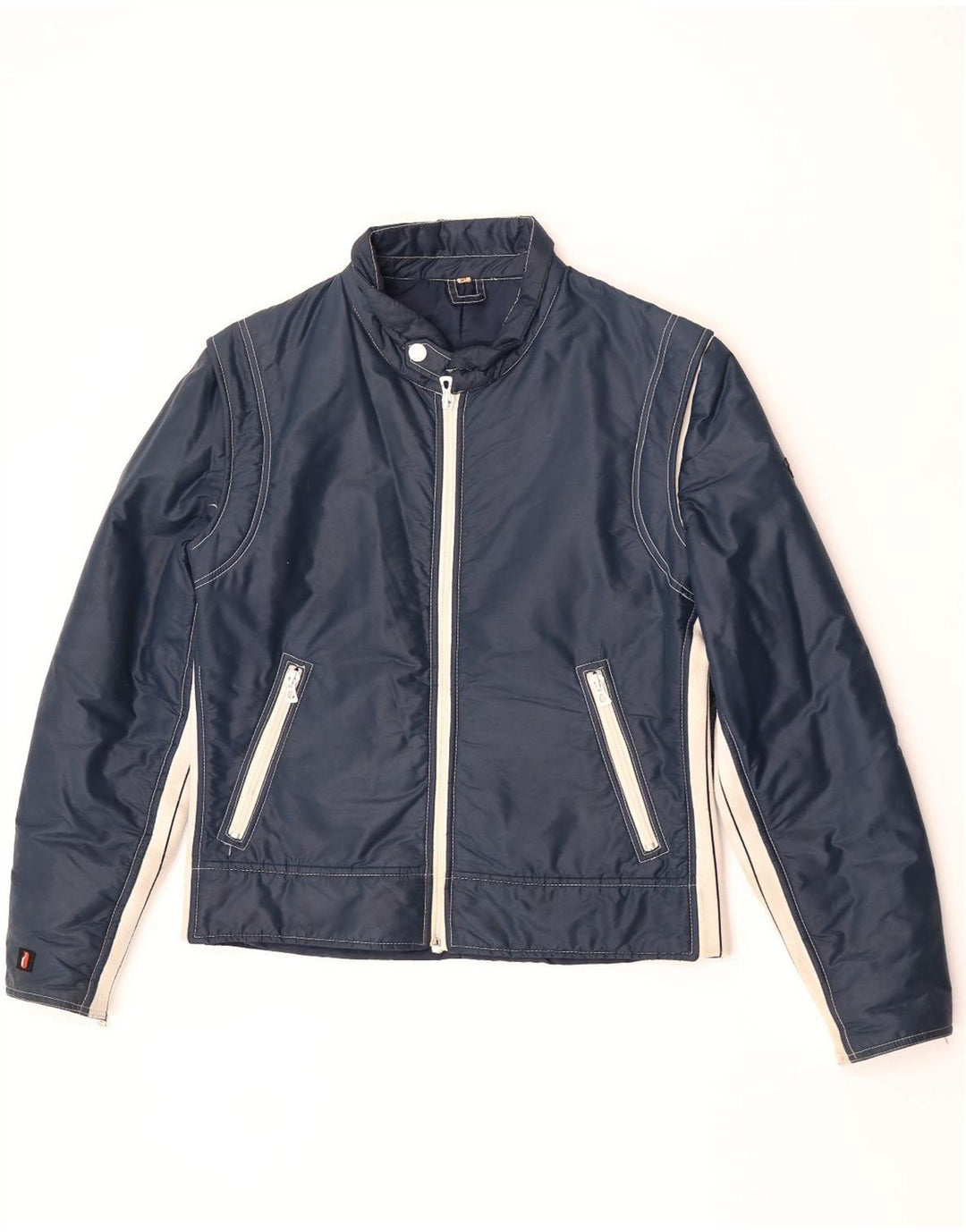 Vintage Herren Bomberjacke IT 52 XL Marineblau Farbblock