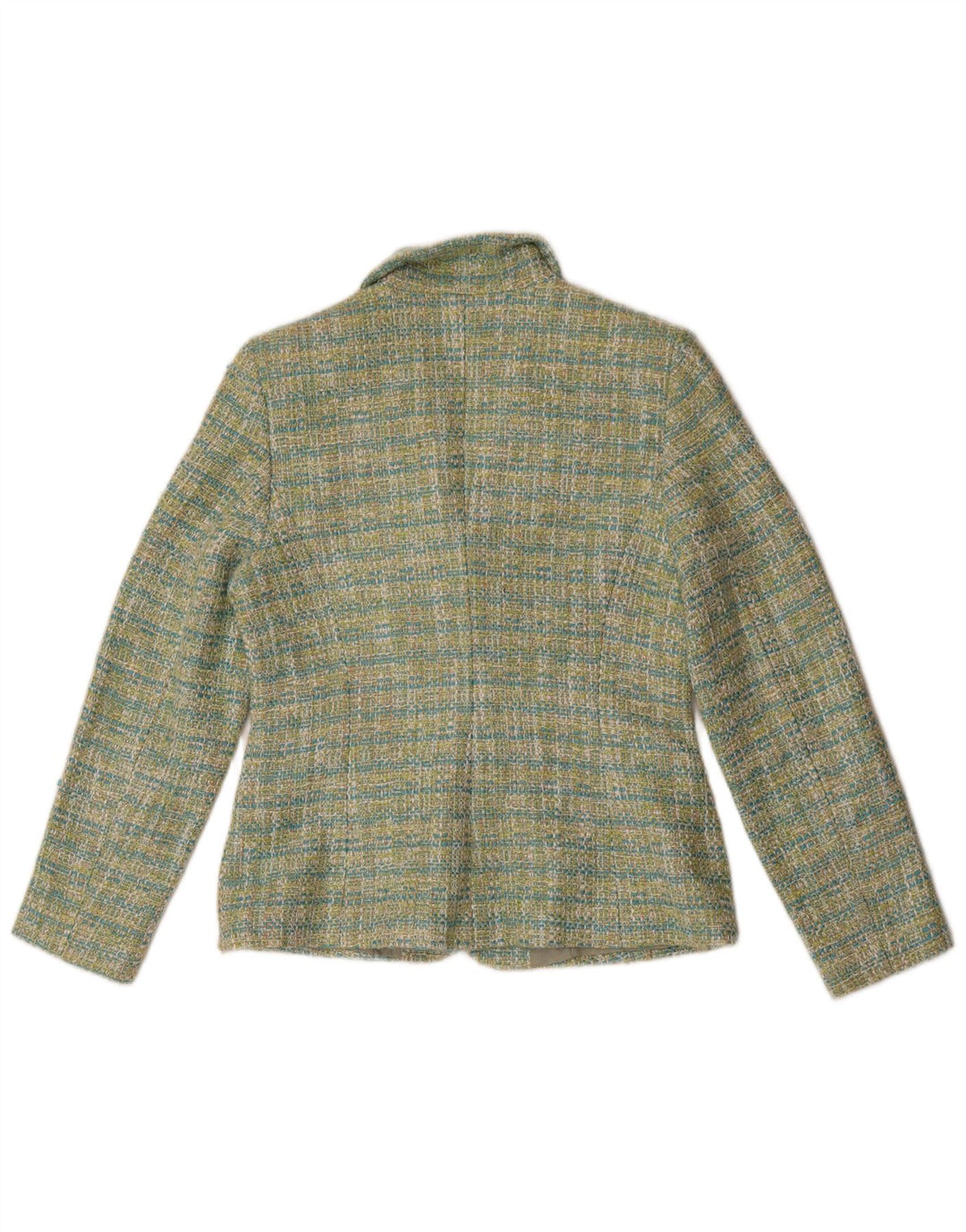 Vintage mujer 3 botones Blazer chaqueta IT 40 pequeño verde comprobar poliéster