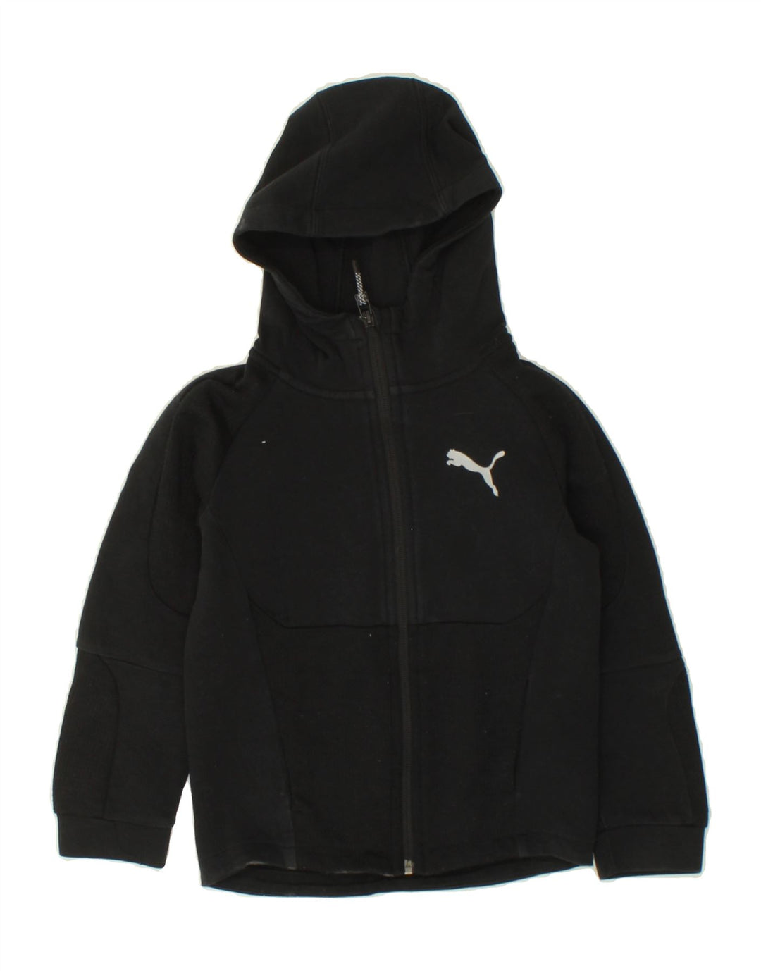 PUMA Boys Zip Hoodie Sweater 7-8 Years Black Cotton Vintage Puma and Second-Hand Puma from Messina Hembry 