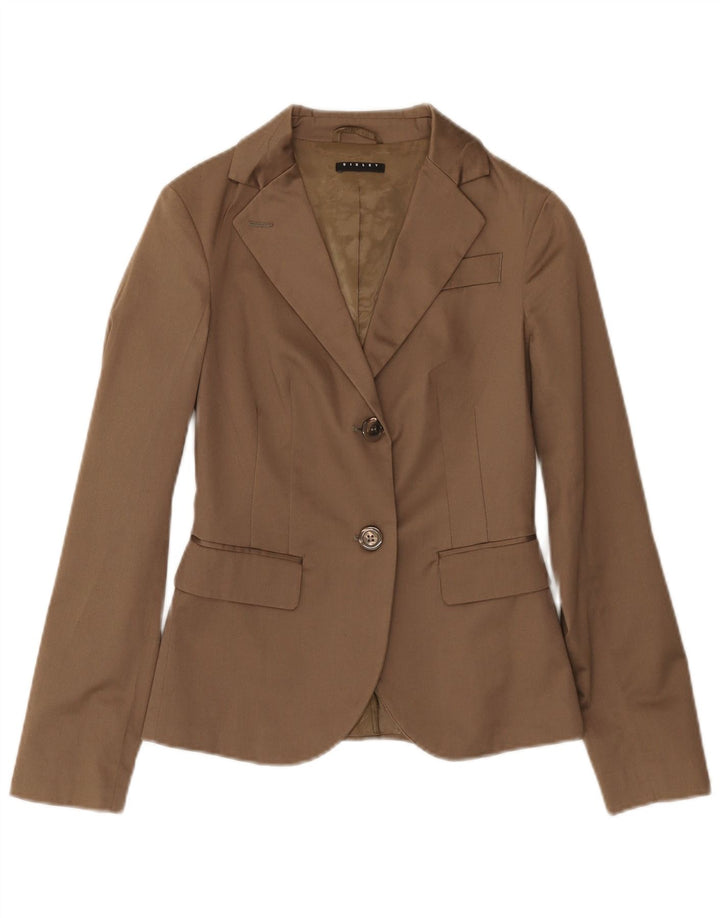 SISLEY Womens 2 Button Blazer Jacket IT 38 XS Brown Cotton
