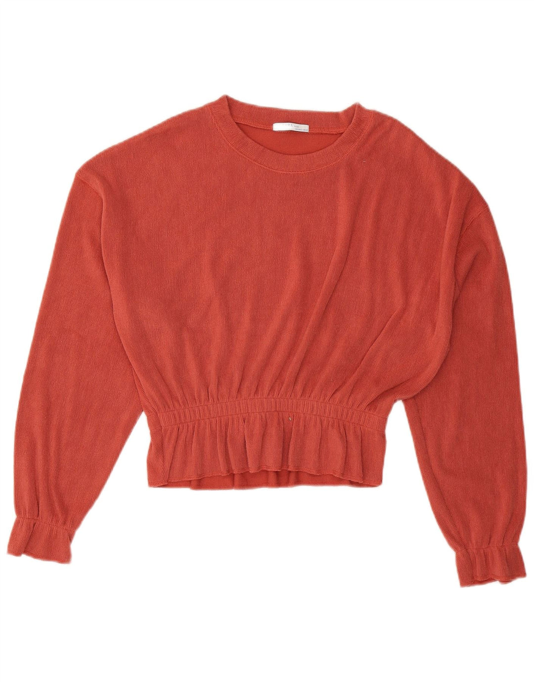 Zara Womens Oversized Crop Long Sleeve Blouse Top UK 10 Small Orange