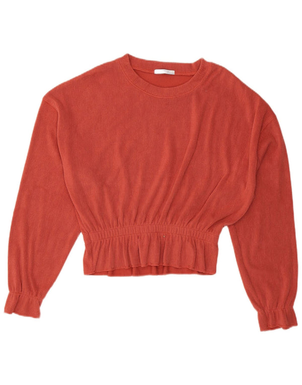 Zara Chemisier court surdimensionné à manches longues pour femme UK 10 Petit Orange