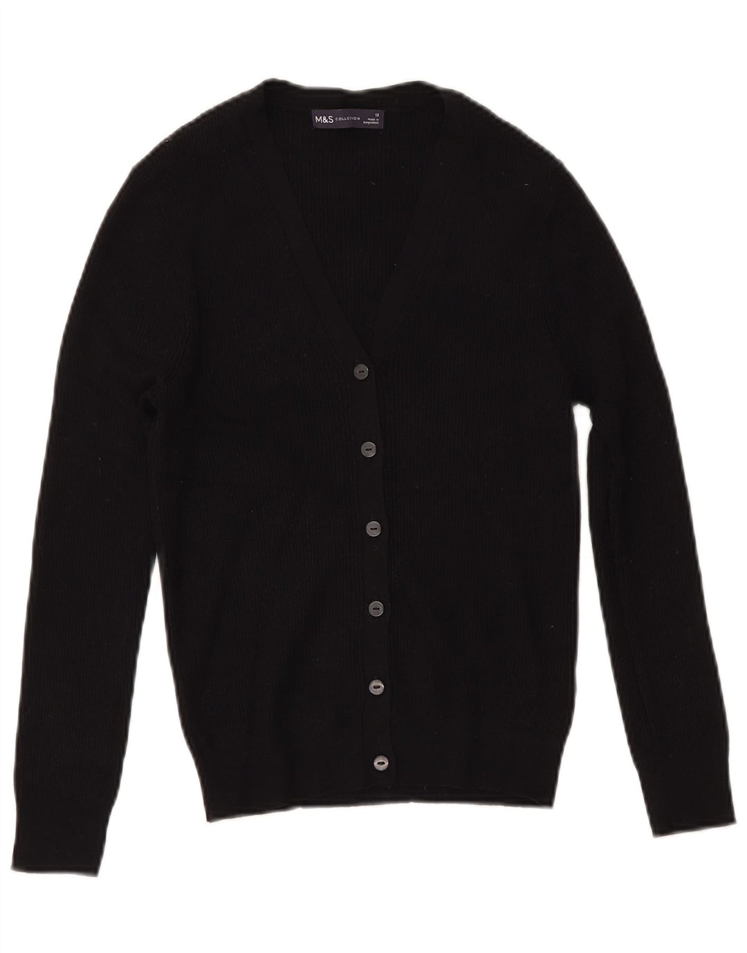 Marks & Spencer Womens Cardigan Sweater UK 12 Medium Black Viscose