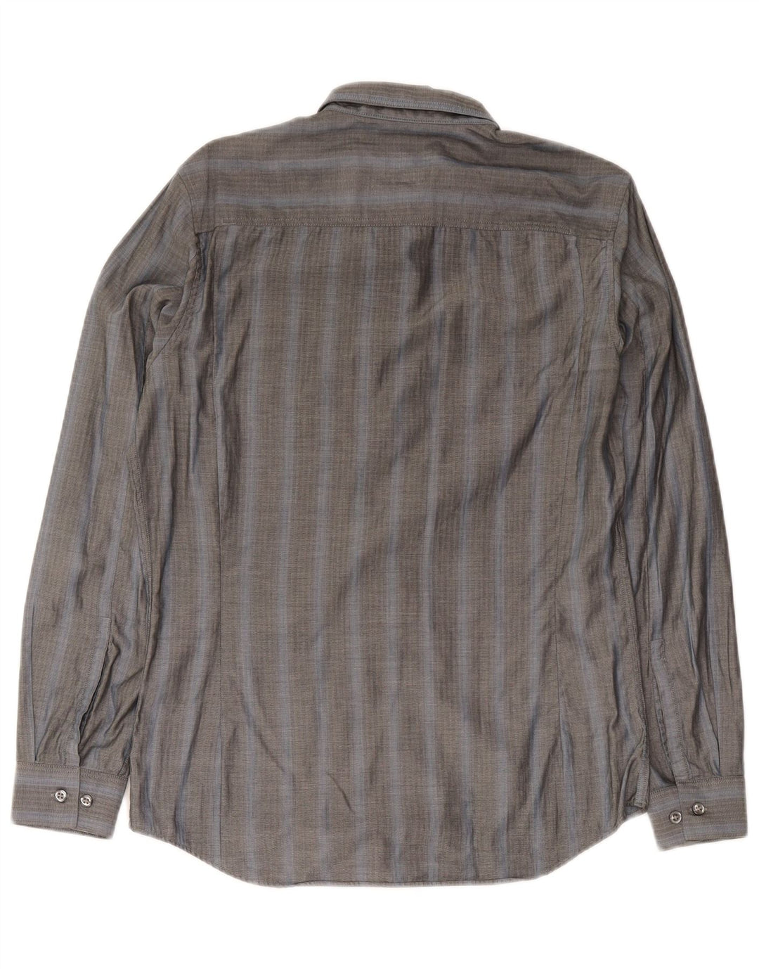 Calvin Klein Mens Slim Fit Shirt Small Grey Herringbone Cotton