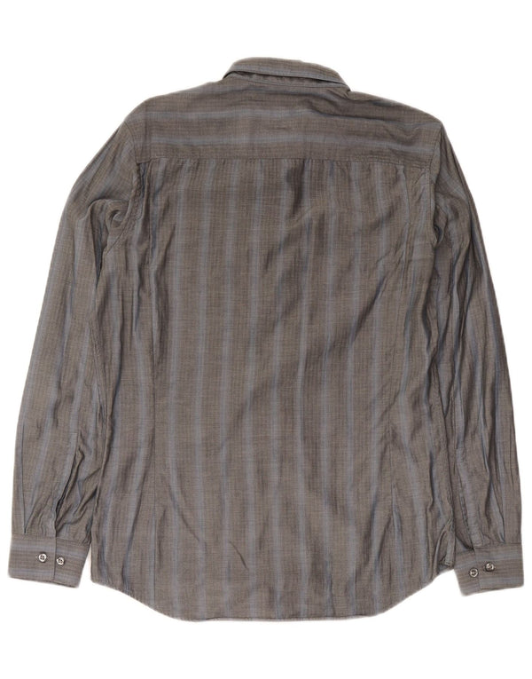 Calvin Klein Mens Slim Fit Shirt Small Grey Herringbone Cotton