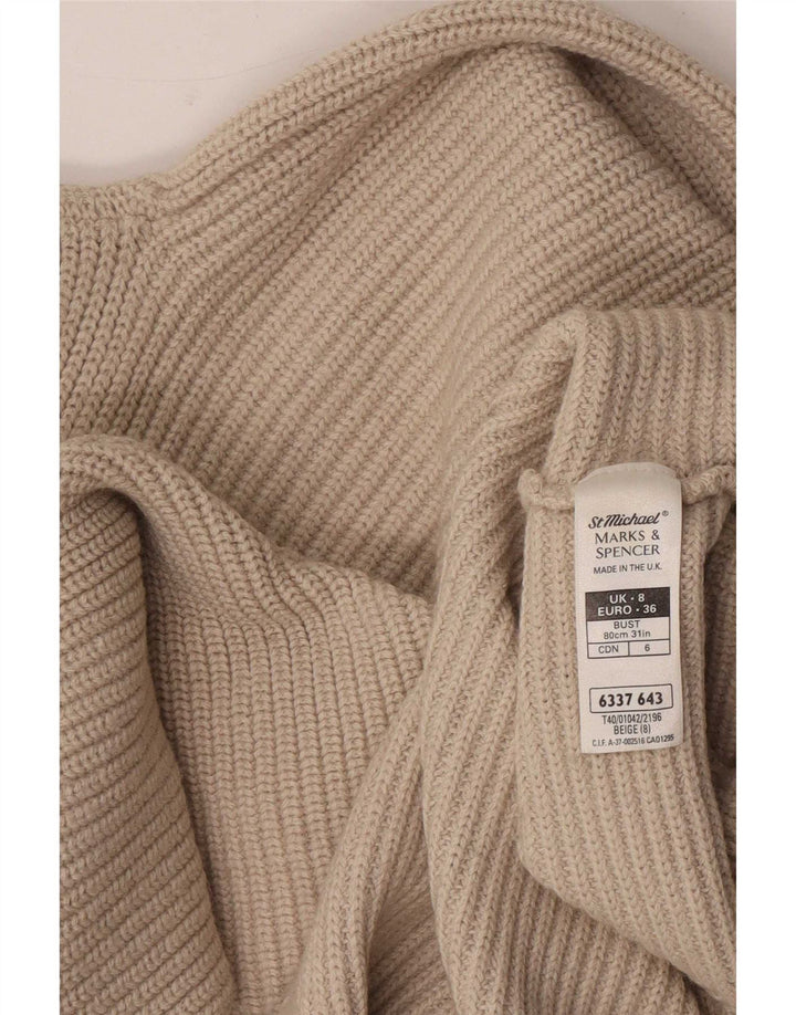 Marks & Spencer Womens Turtle Neck Jumper Sweater UK 8 Small Beige
