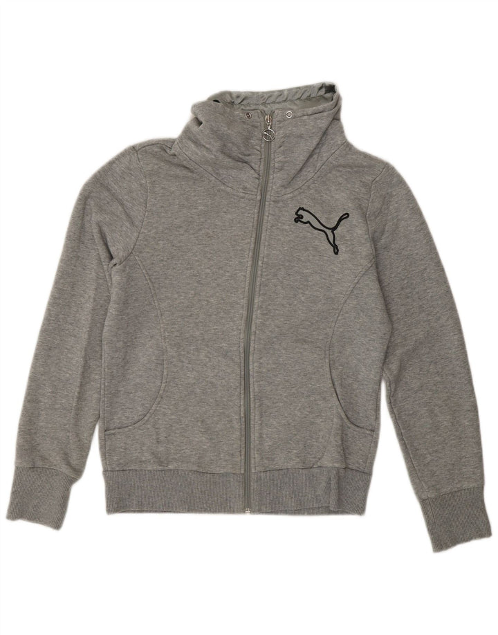 Puma Womens Tracksuit Top Jacket UK 10 Small  Grey Flecked Cotton