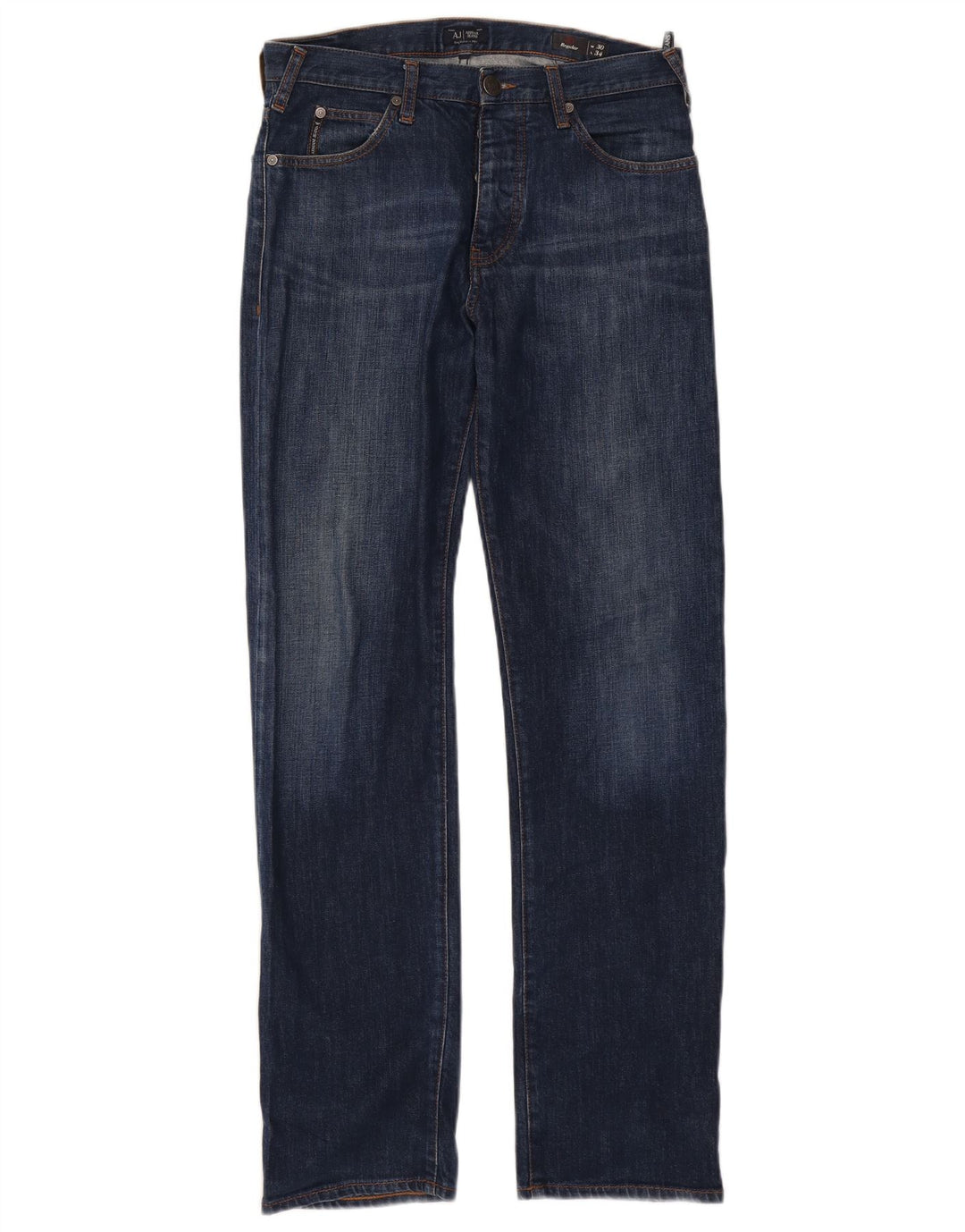 Armani Mens Regular Fit Straight Jeans W30 L32 Navy Blue Cotton