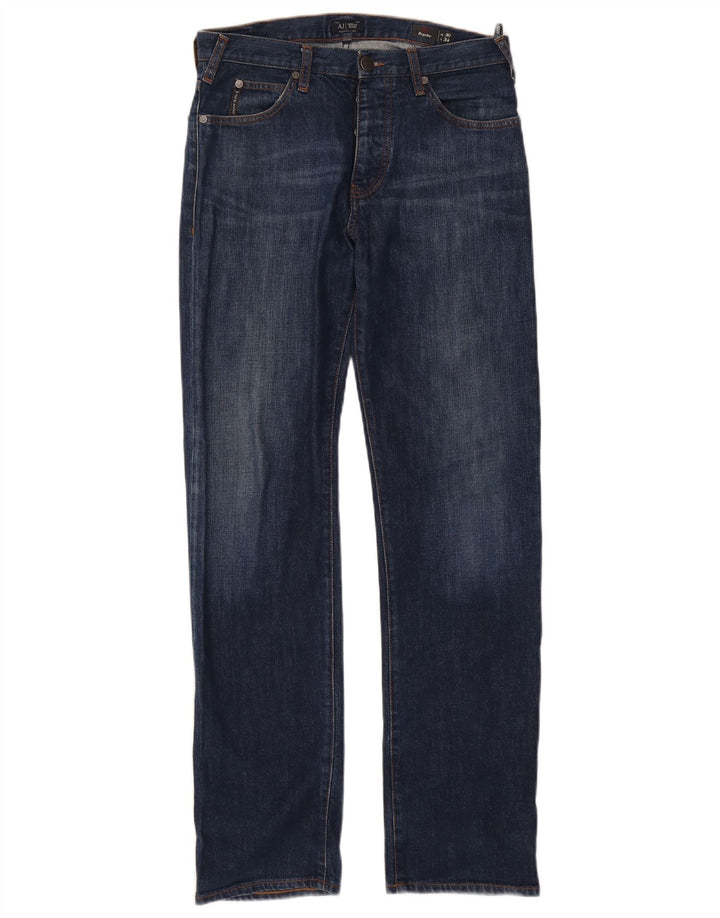 Armani Mens Regular Fit Straight Jeans W30 L32 Navy Blue Cotton