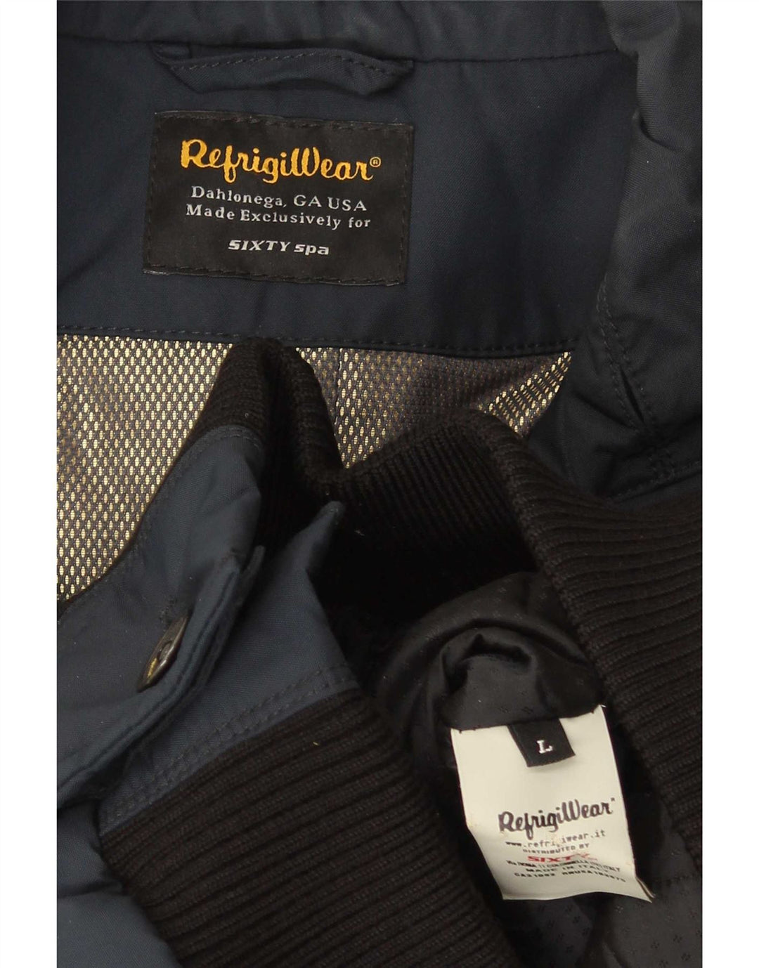 Refrigiwear Herre Bomber Jacket UK 40 Large Navy Blue Colourblock Polyamid