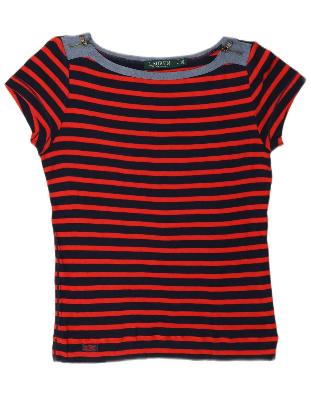 Ralph Lauren Womens T-Shirt Top UK 14 Medium Red Striped