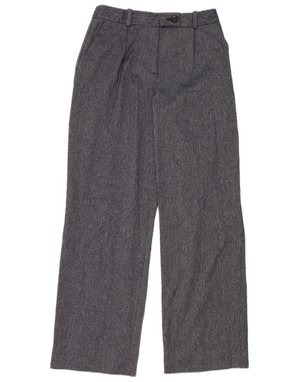 Pantaloni chino a gamba larga a vita alta da donna Zara XS W24 L31 blu a spina di pesce
