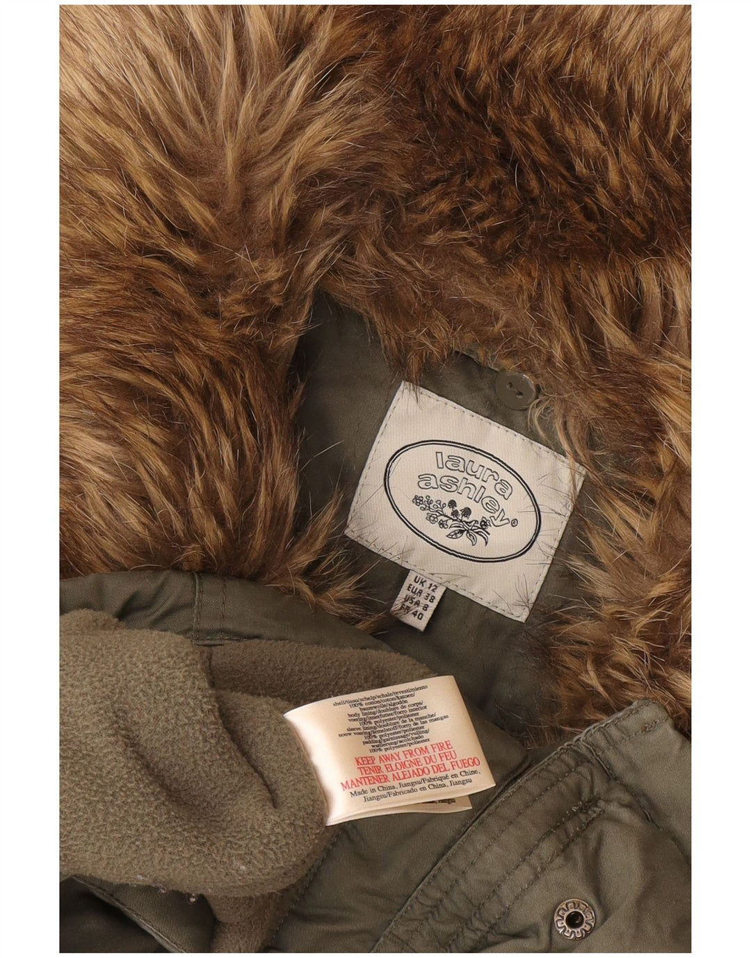 Laura Ashley Womens Parka Jacket UK 12 Medium Khaki Cotton