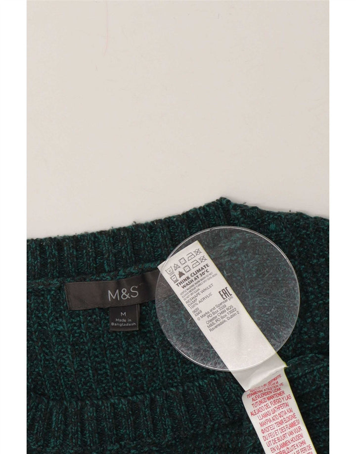 Marks & Spencer Mens Boat Neck Jumper Sweater Medium Green Acrylic