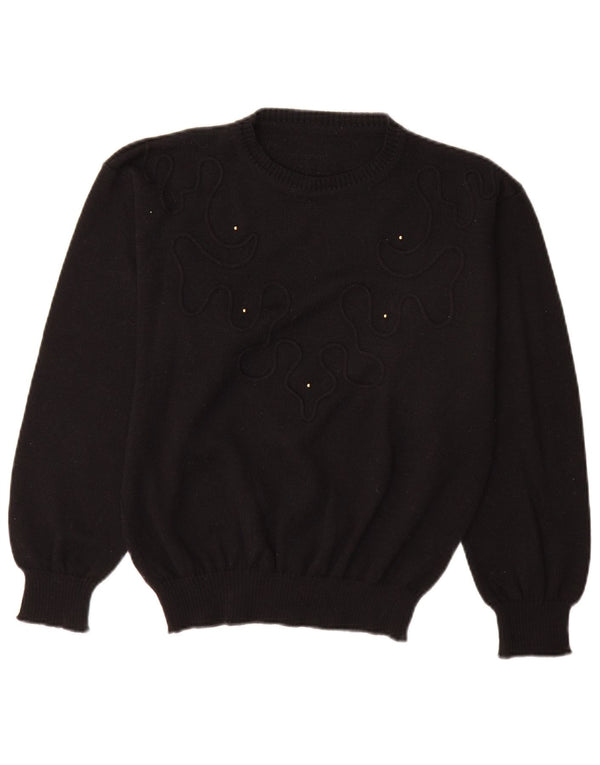 Vintage dame sweater med rund hals EU 40 medium sort uld