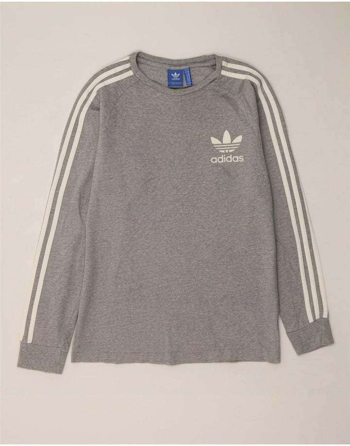 Top Adidas da uomo a maniche lunghe in cotone chiazzato grigio medio