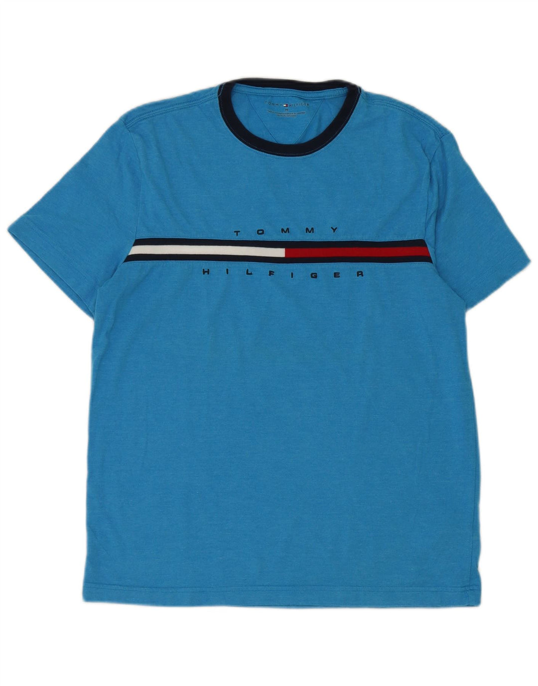 Tommy Hilfiger Mens Graphic T-Shirt Top Medium Blue Cotton