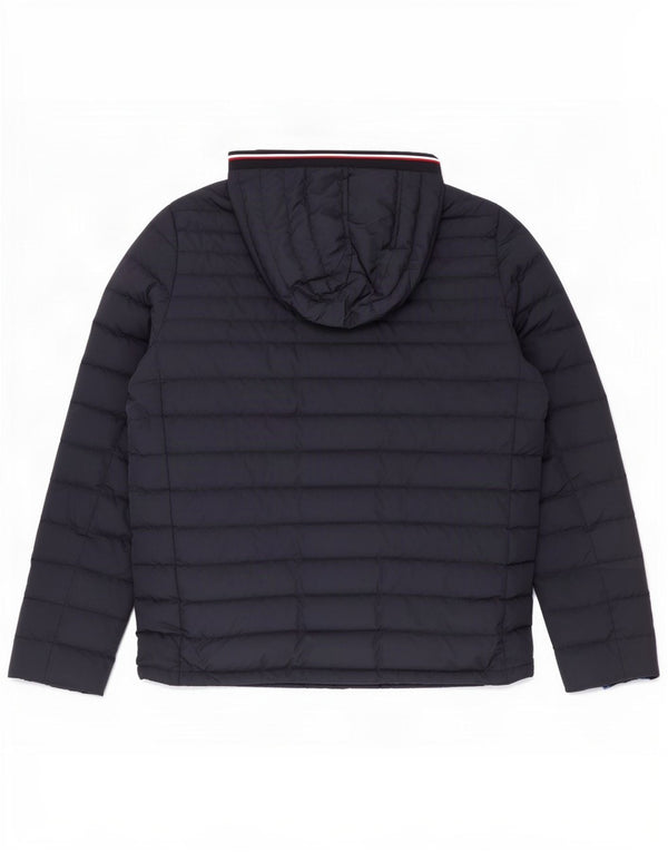 Tommy Hilfiger Mens Hooded Padded Jacket UK 40 Large Navy Blue Polyester