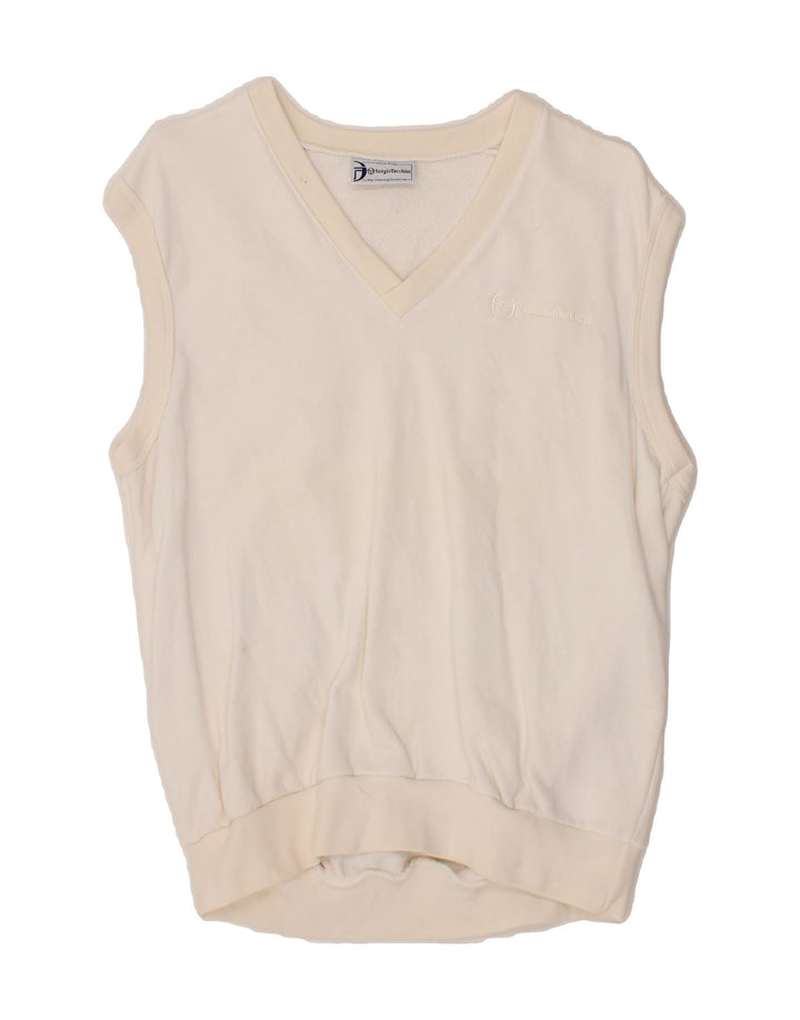SERGIO TACCHINI Womens Sleeveless Sweatshirt Jumper UK 14 Medium White Vintage Sergio Tacchini and Second-Hand Sergio Tacchini from Messina Hembry 