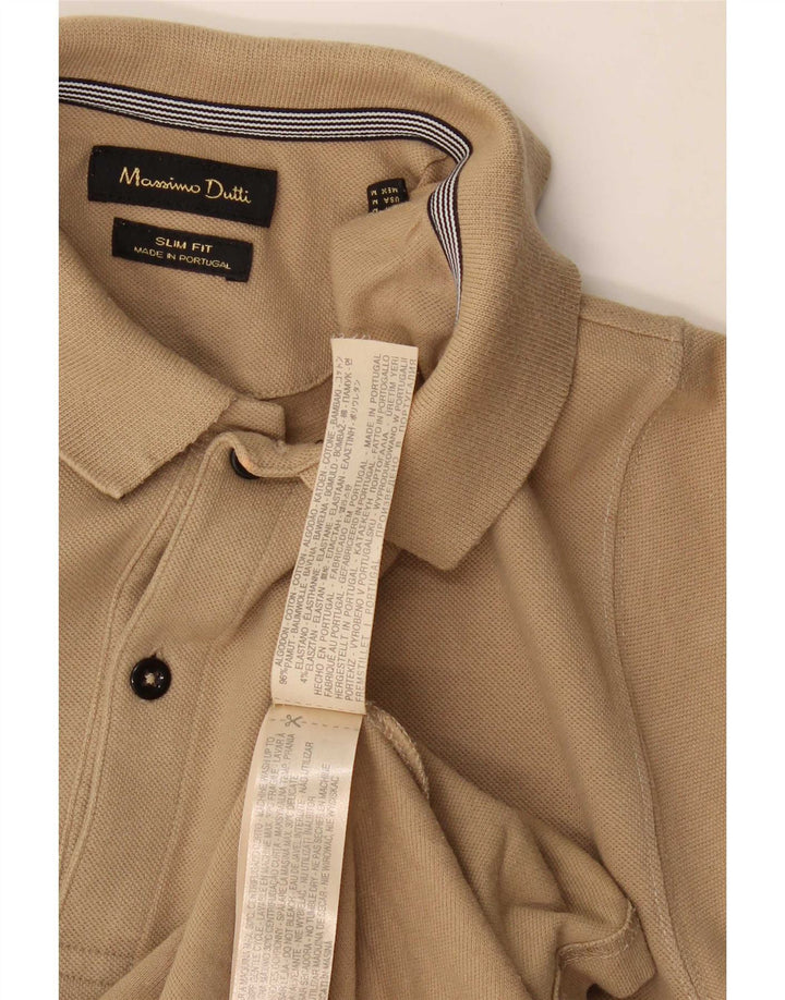 Massimo Dutti Herre Slim Fit Polo Shirt Medium Beige Bomuld