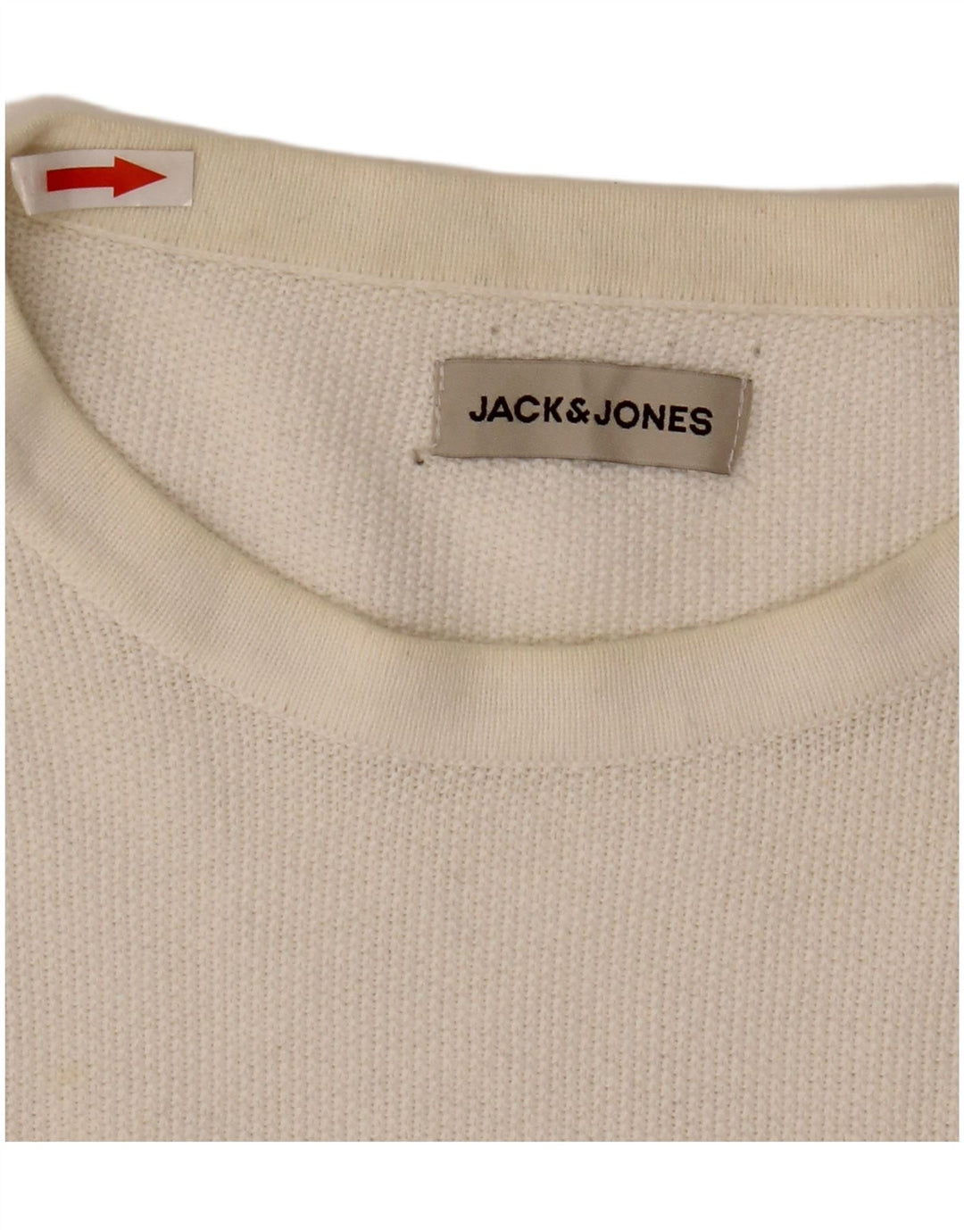 Jack & Jones Mens Crew Neck Jumper Sweater Large White Cotton