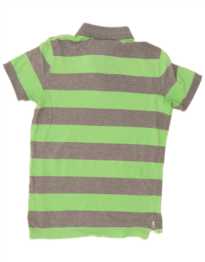 Polo da uomo Superdry in cotone a righe verde medio