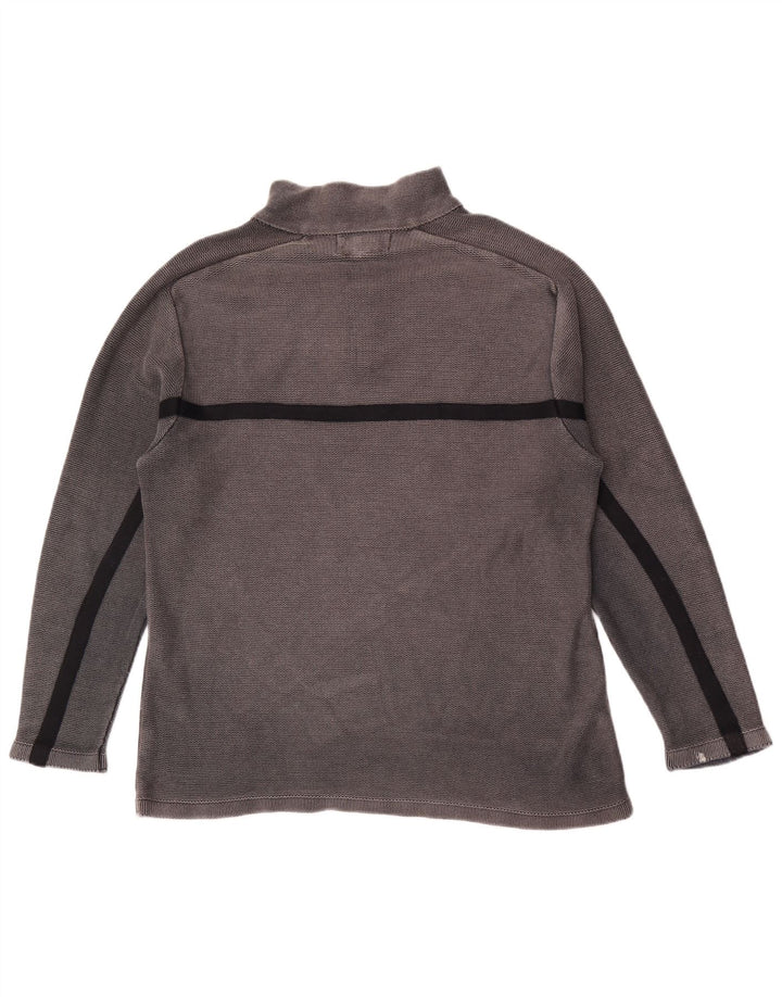 WEIRD FISH Mens Zip Neck Sweatshirt Jumper Small Grey Colourblock Cotton