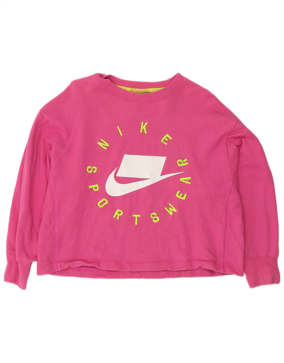 Nike Womens Graphic Oversized Sweatshirt Jumper UK 10 Small Pink Cotton