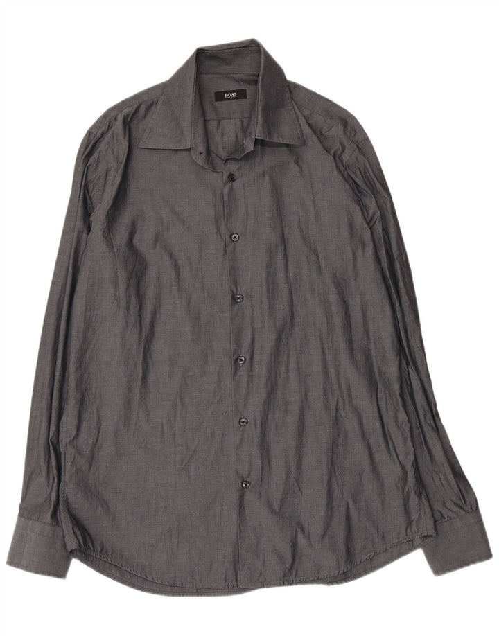 Hugo Boss Mens Shirt Size 42 16 1/2 Large Grey Cotton