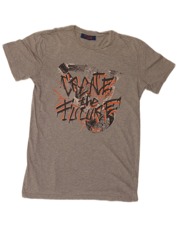 Camiseta masculina Trussardi Jeans gráfica pequena cinza