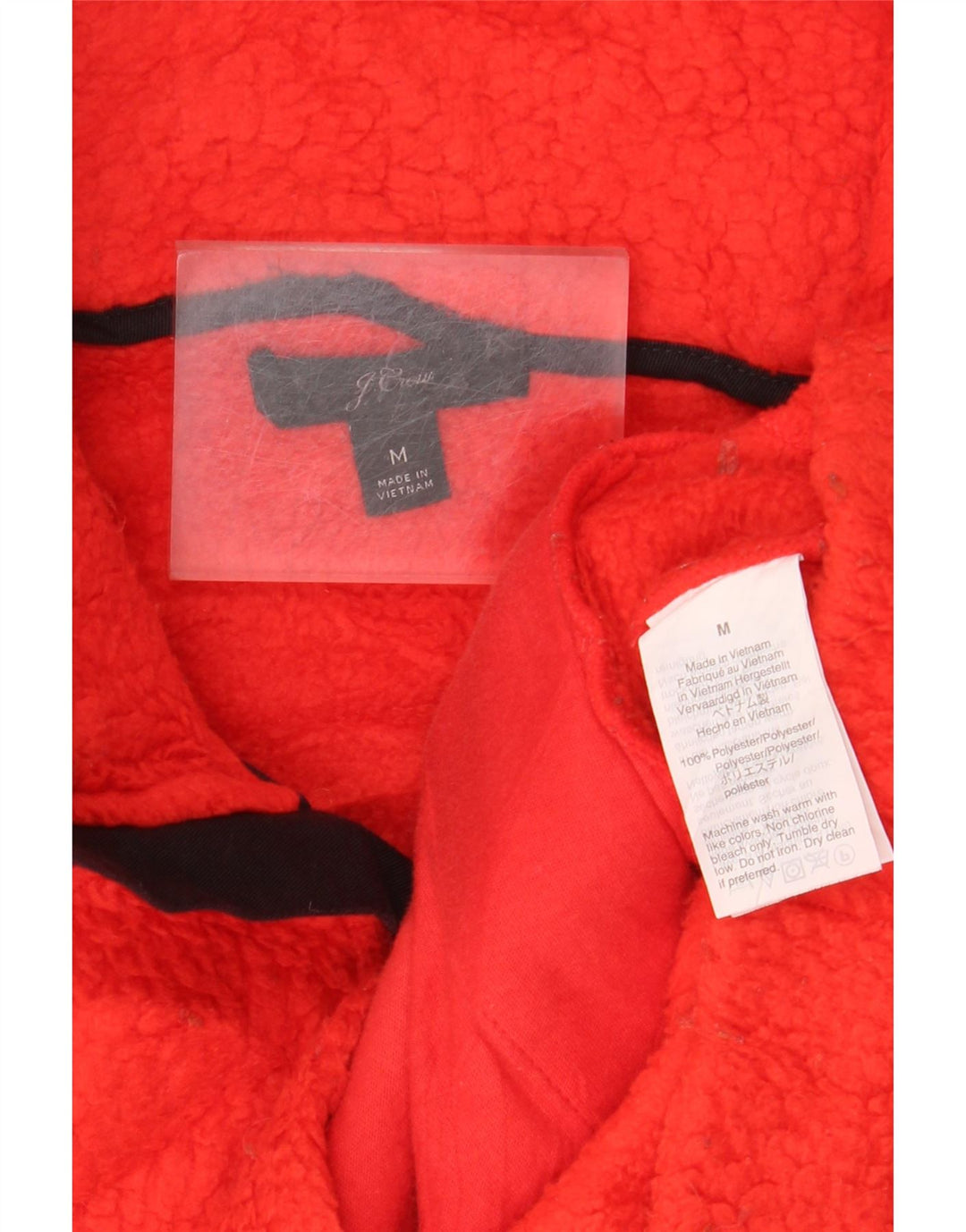 J. CREW Womens Zip Neck Fleece Jumper UK 14 Medium Orange Polyester