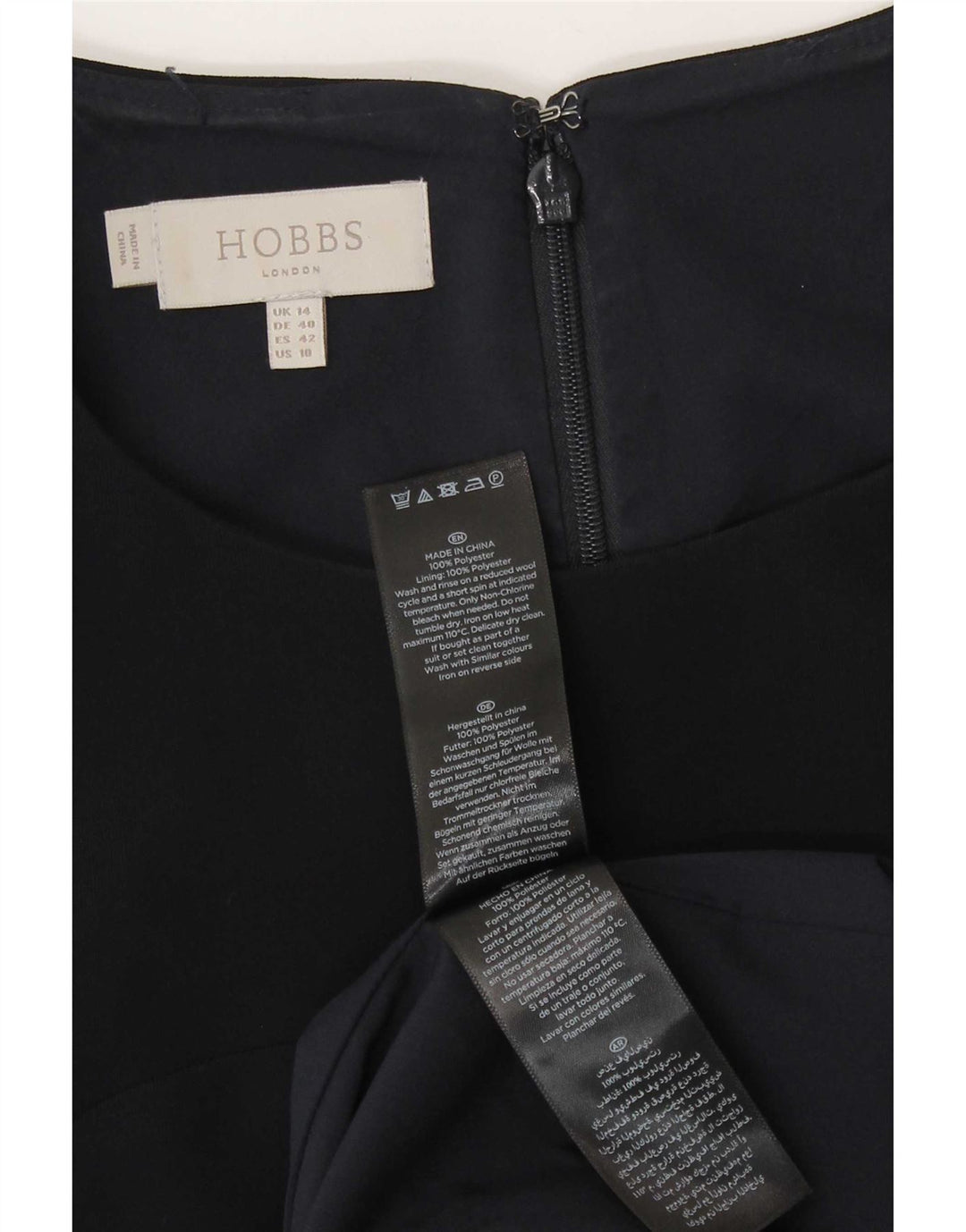Hobbs Womens Sleeveless Sheath Dress UK 14 Large Navy Blue Polyester