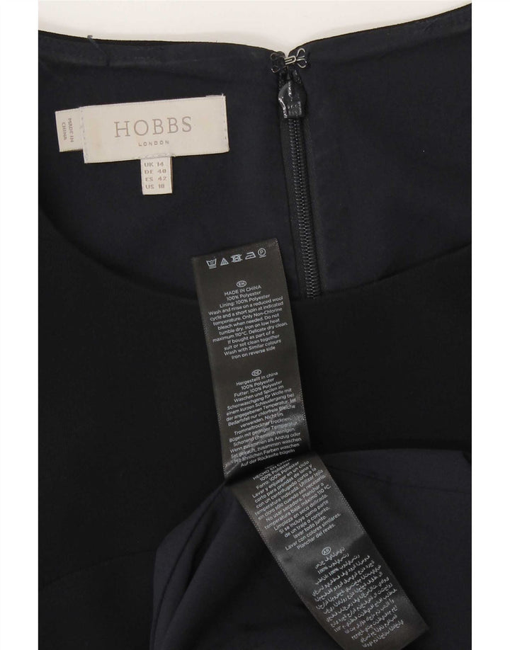 Hobbs Womens Sleeveless Sheath Dress UK 14 Large Navy Blue Polyester