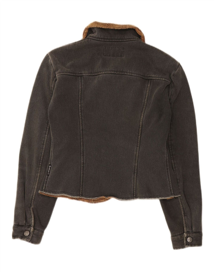 Armani Jeans Damen Crop Denim Sherpa Jacke IT 42 Mittelschwarzes Polyester