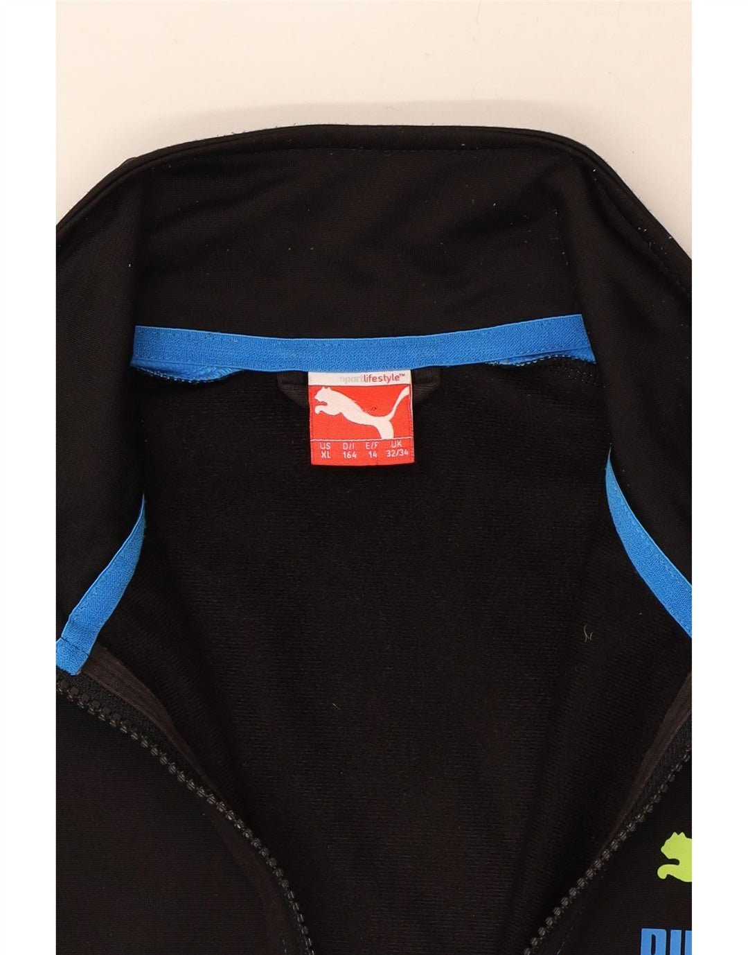 PUMA Boys Graphic Tracksuit Top Jacket 13-14 Years Black Colourblock Vintage Puma and Second-Hand Puma from Messina Hembry 