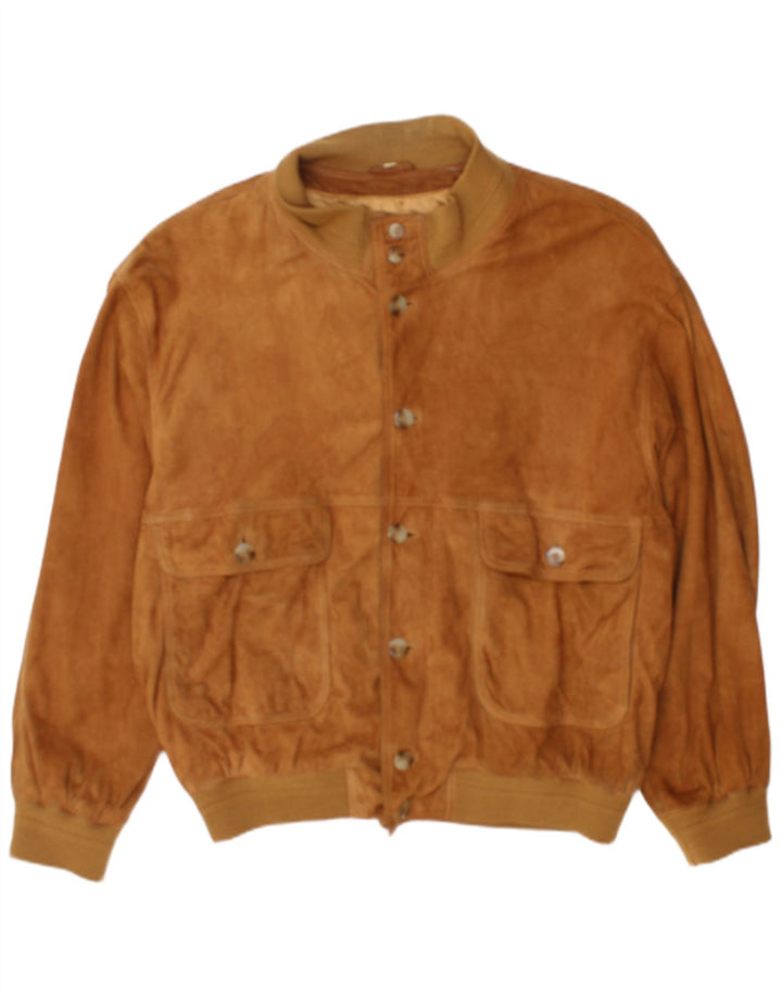 Vintage Mens Suede Bomber Jacket UK 42 XL Brown
