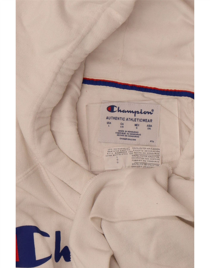 Felpa con cappuccio grafica da uomo Champion, grande, poliestere bianco