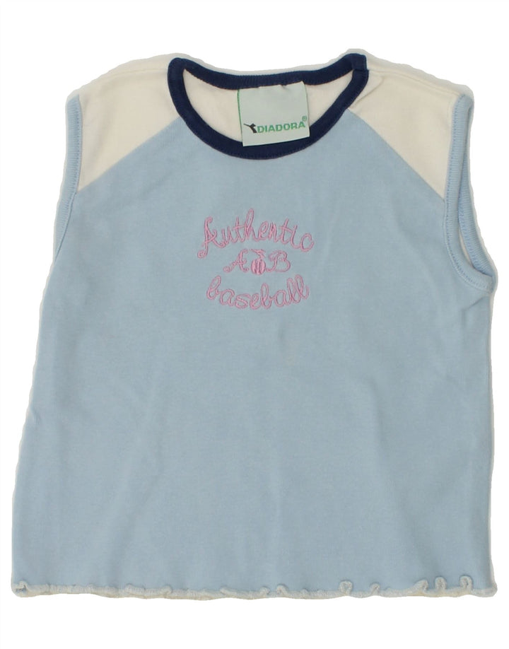 DIADORA Baby Girls Vest Top 12-18 Months Blue Colourblock Cotton | Vintage Diadora | Thrift | Second-Hand Diadora | Used Clothing | Messina Hembry 