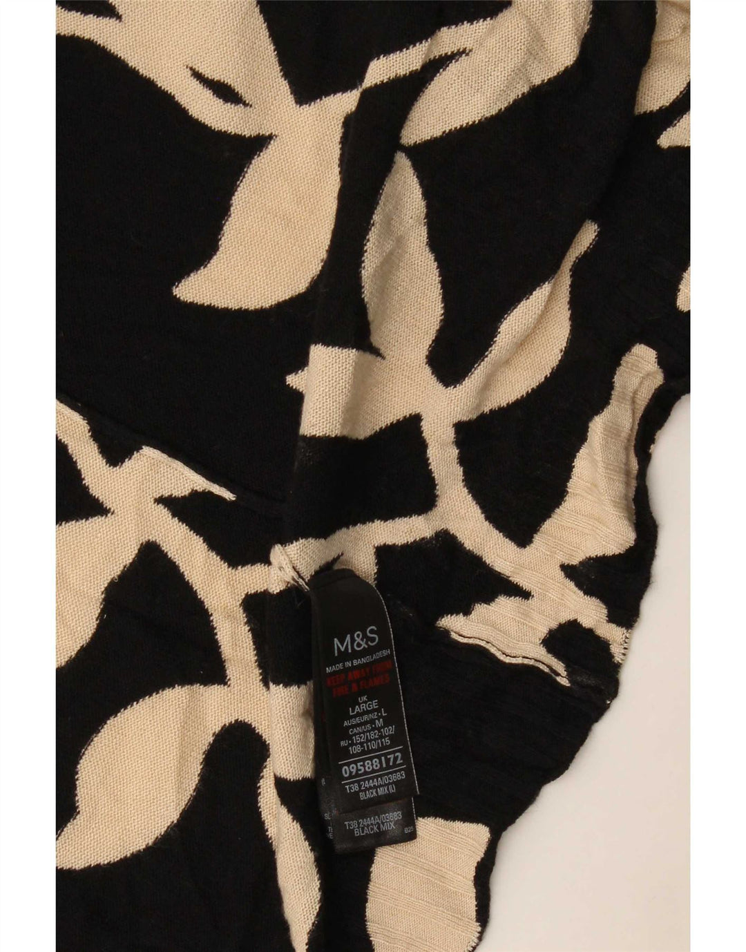 Marks & Spencer Womens Oversized Cardigan Sweater UK 16 Large Black Floral