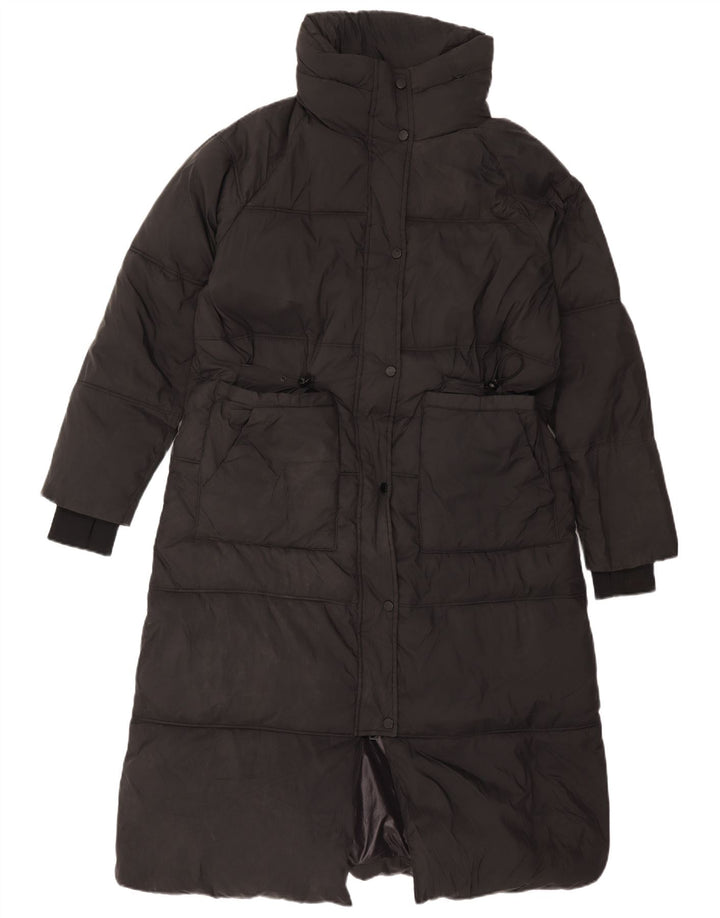 Zara Womens Hooded Padded Coat UK 14 Medium Black Polyester