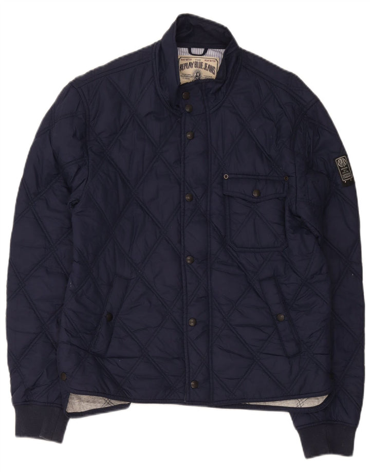 Ανδρικό καπιτονέ μπουφάν Replay UK 38 Medium Navy Blue Polyamide