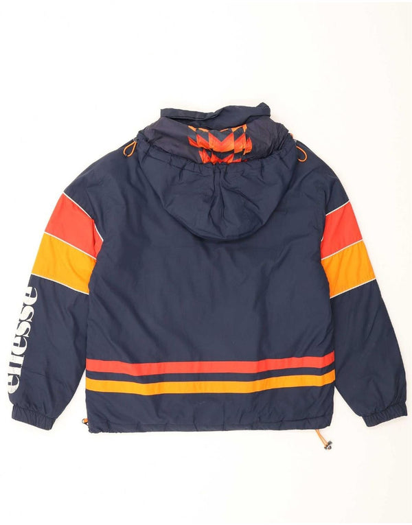 Ellesse Giacca imbottita pullover con cappuccio da uomo UK 34 XS Blu navy Colourblock